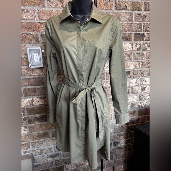 Victoria’s Secret Olive Shirt Dress Belted Size 2 - Picture 2 of 10